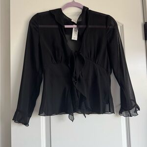 Wilfred Sheer Black Ruffle Blouse